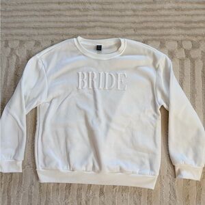 SHEIN White 'Bride' Crewneck Sweater